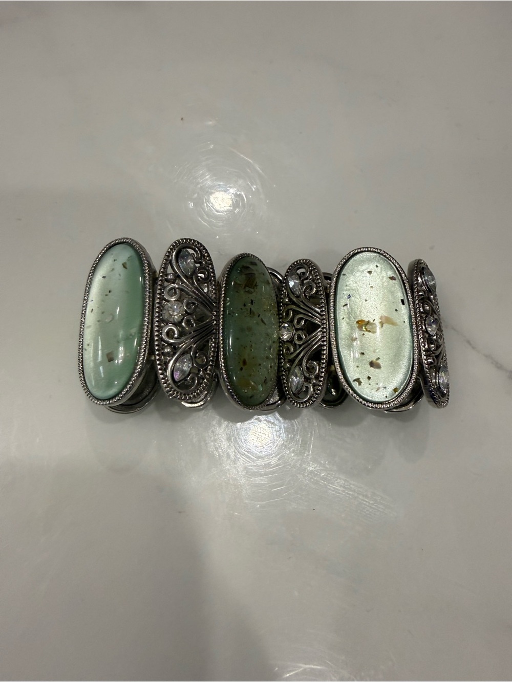Vintage green confetti bracelet